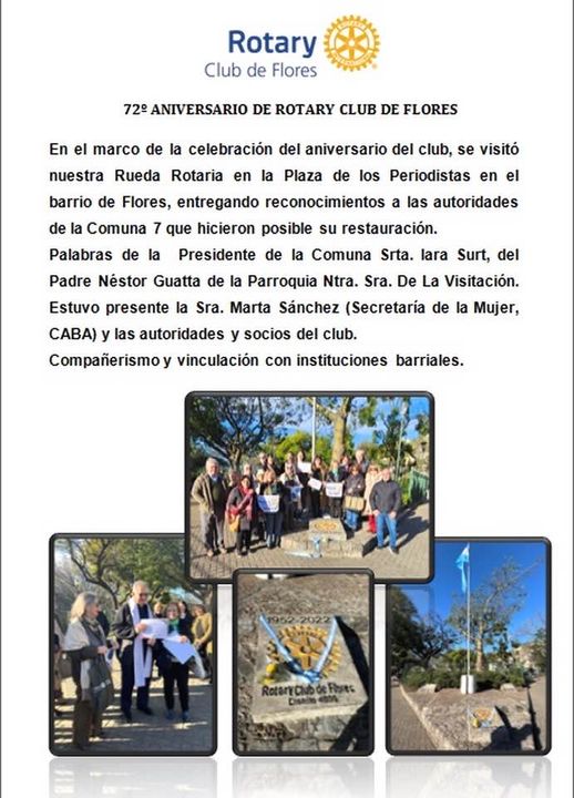 Acto por el Día del Rotario Argentino y el 72.° aniversario del club