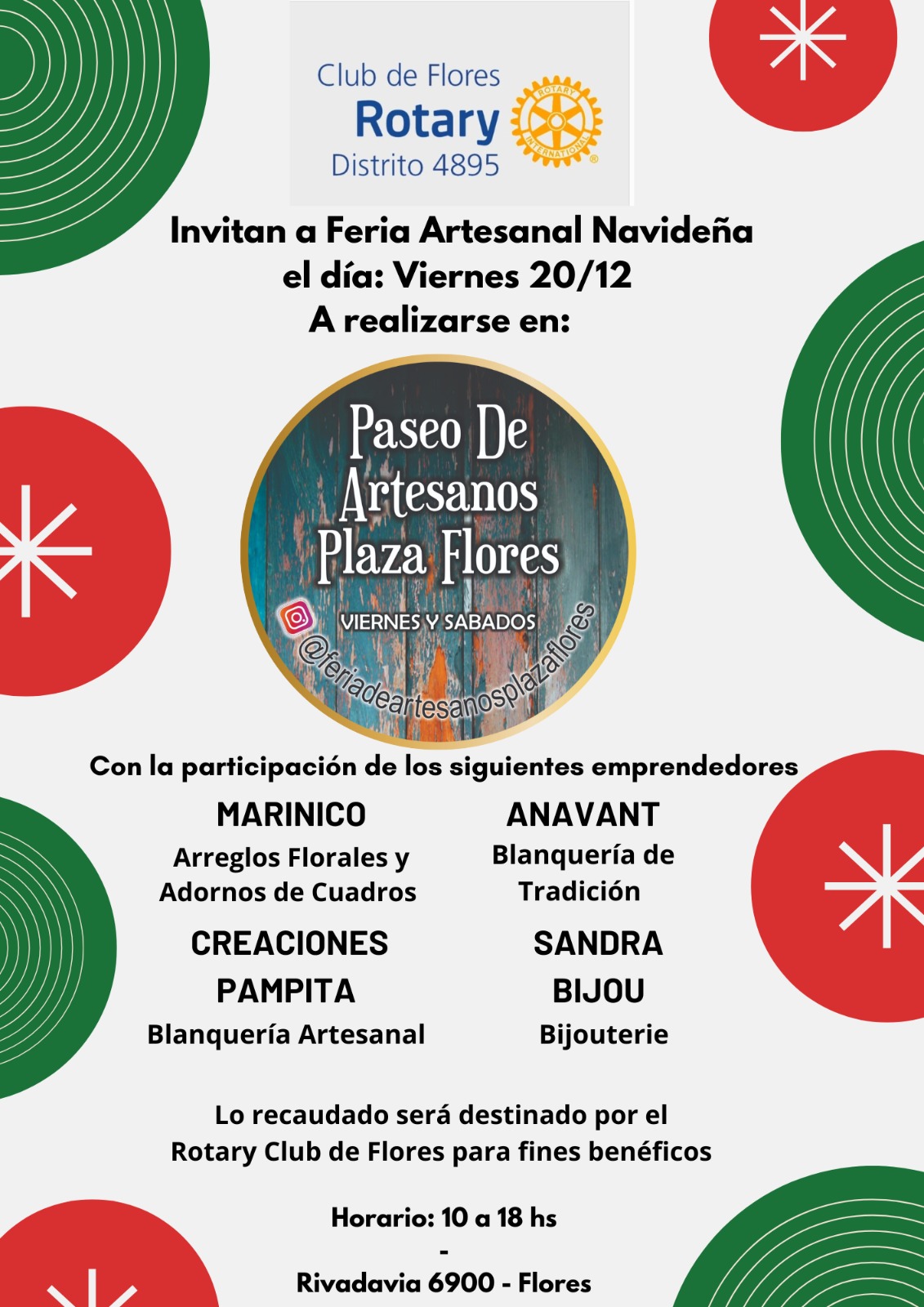 Stand en la plaza Pueyrredón para recaudación benéfica