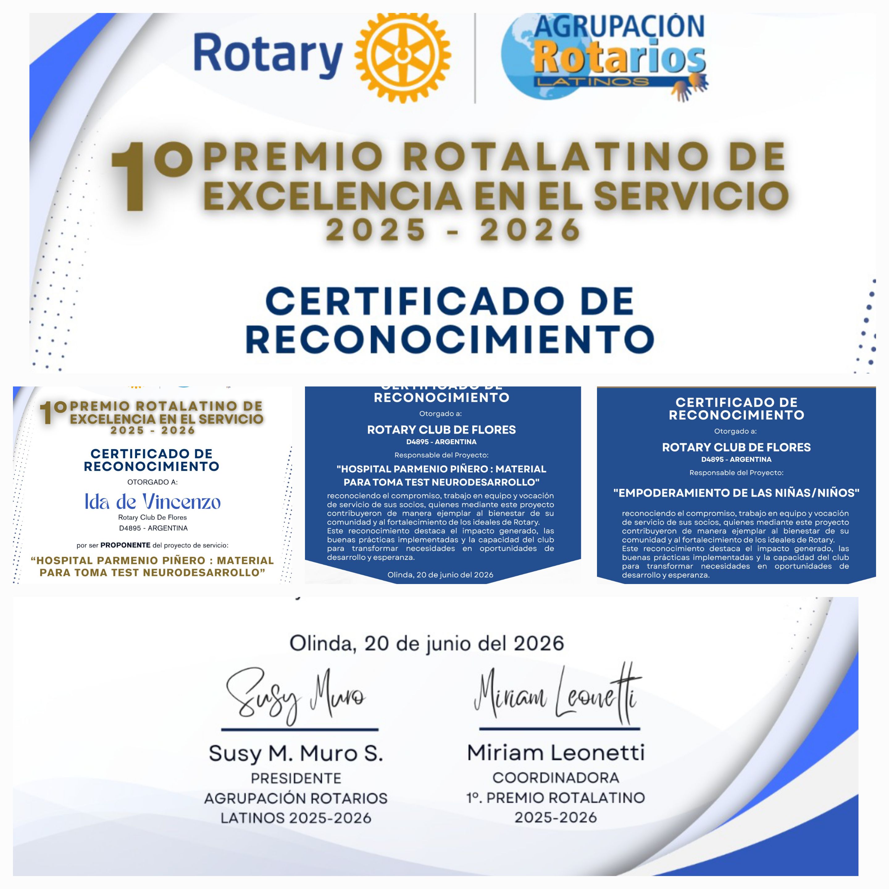 1° Premio Rotalatino de Excelencia en el Servicio 2025-2026