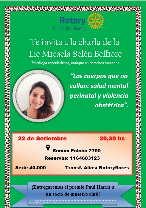 Charla a cargo de la Lic. Micaela Belen Belfiore